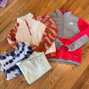 Size 14 girls jacket/sweatshirt bundle, Athleta, Adidas, Jcrew, north face